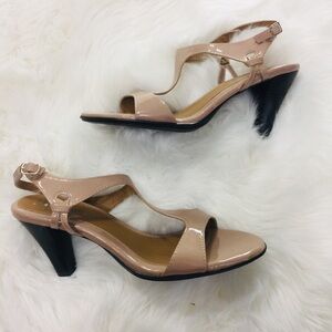 Pesaro Nude Strappy Gloss Sandals Heels | 11